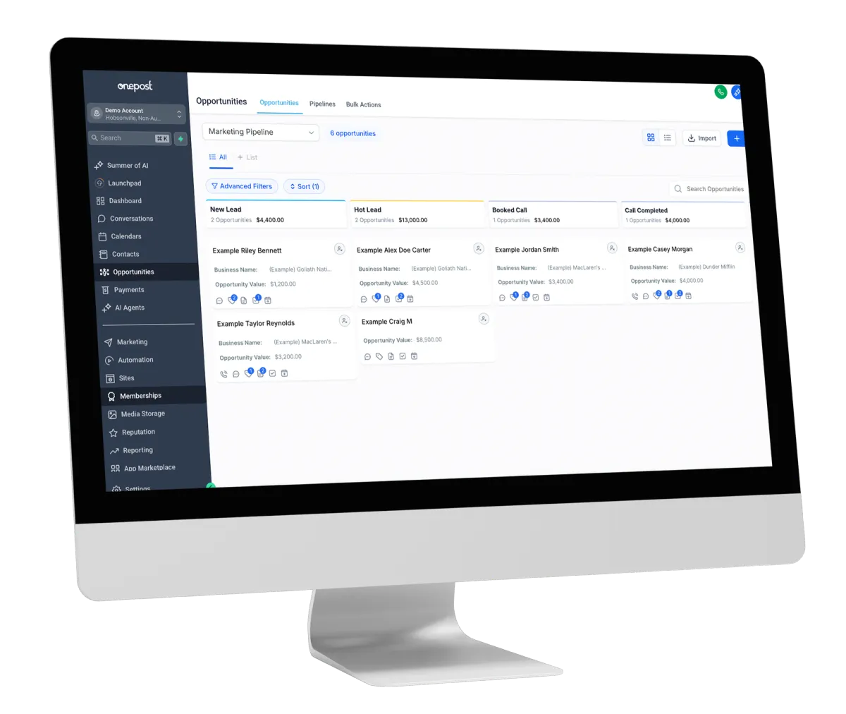 Onepost custom lead management software for Brisbane service businesses — Opportunities pipeline